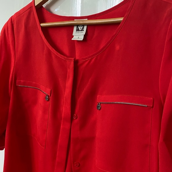 Anne Klein red blouse size S - Picture 5 of 12